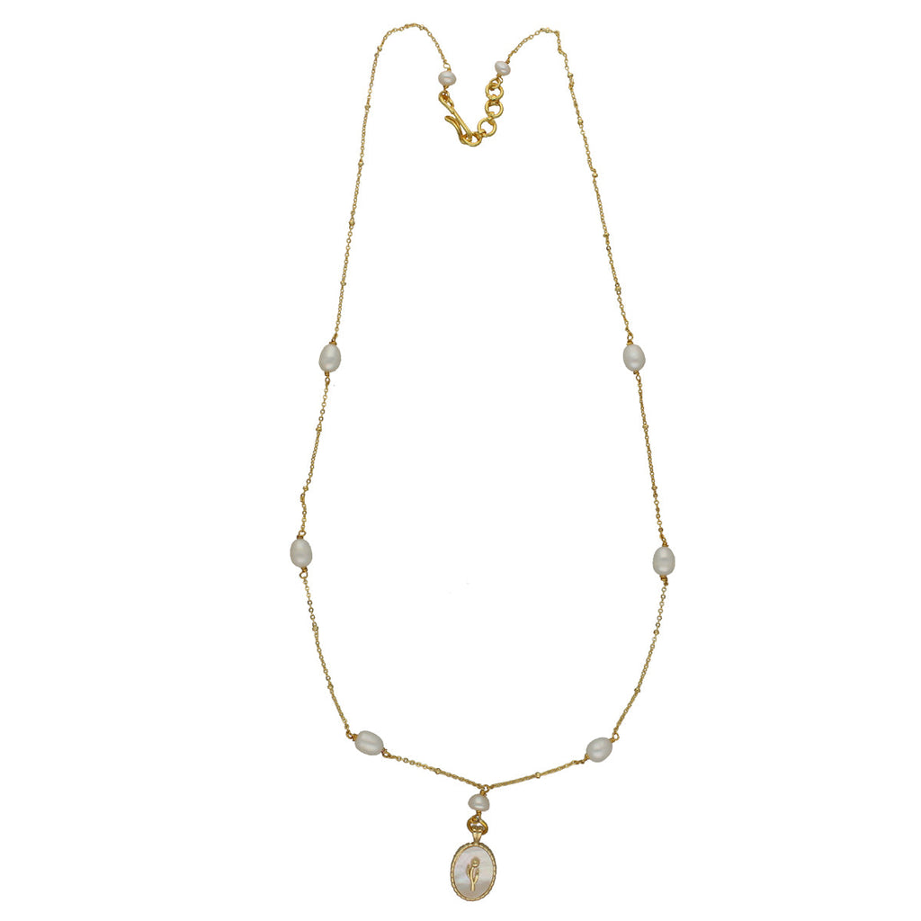 J Pearls Flower Oval Pearl Pendant Set | Grocsy