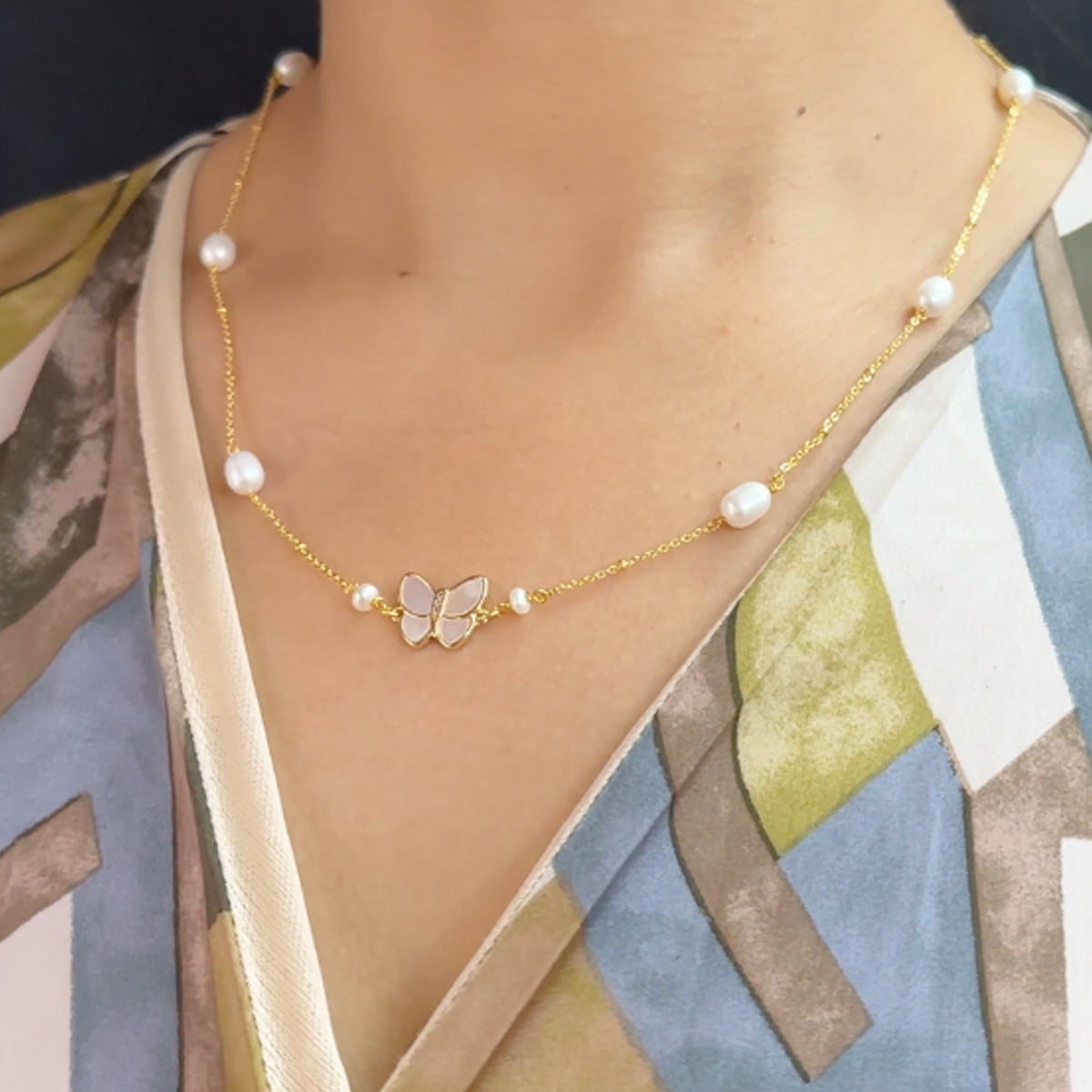 J Pearls ButterFly Pearl Pendant Set | Grocsy