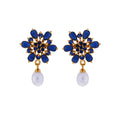 J Pearls Semi Precious Blue Stone Drop Earrings - Real Pearl Jewelry | Grocsy