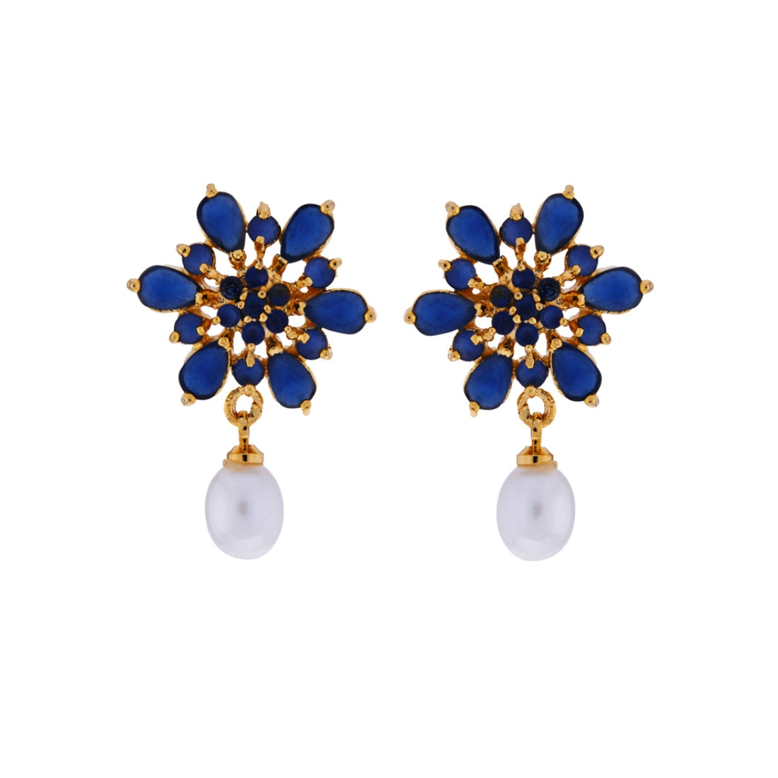 J Pearls Semi Precious Blue Stone Drop Earrings - Real Pearl Jewelry | Grocsy