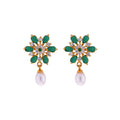 J Pearls Green Designer Earrings - Real Pearl Jewelry | Grocsy