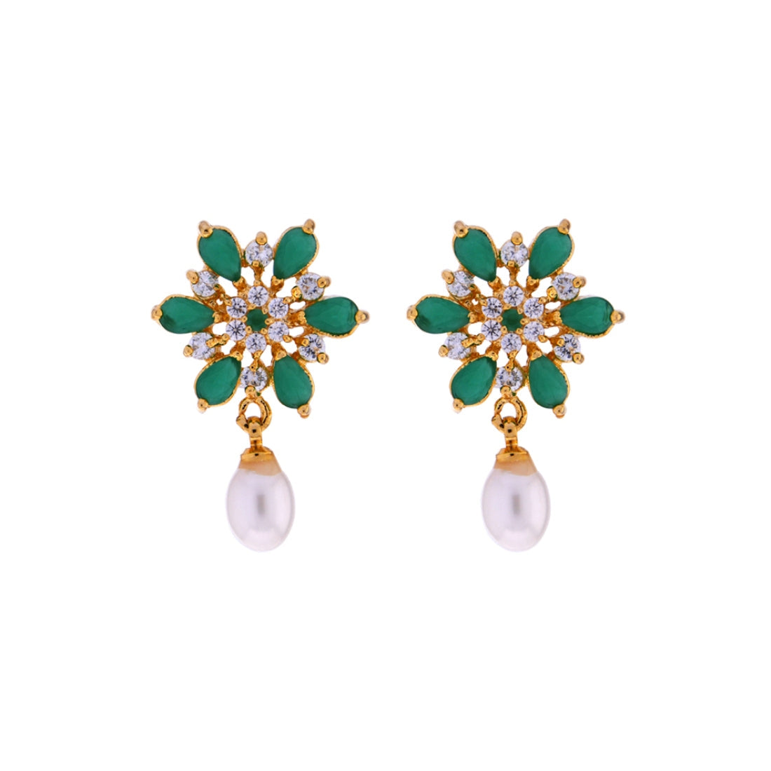 J Pearls Green Designer Earrings - Real Pearl Jewelry | Grocsy