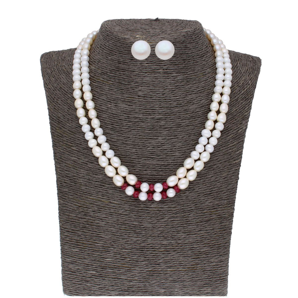 J Pearls 2 Line 5-6Mm Oval Pearl Set - Real Pearl Jewelry | Grocsy