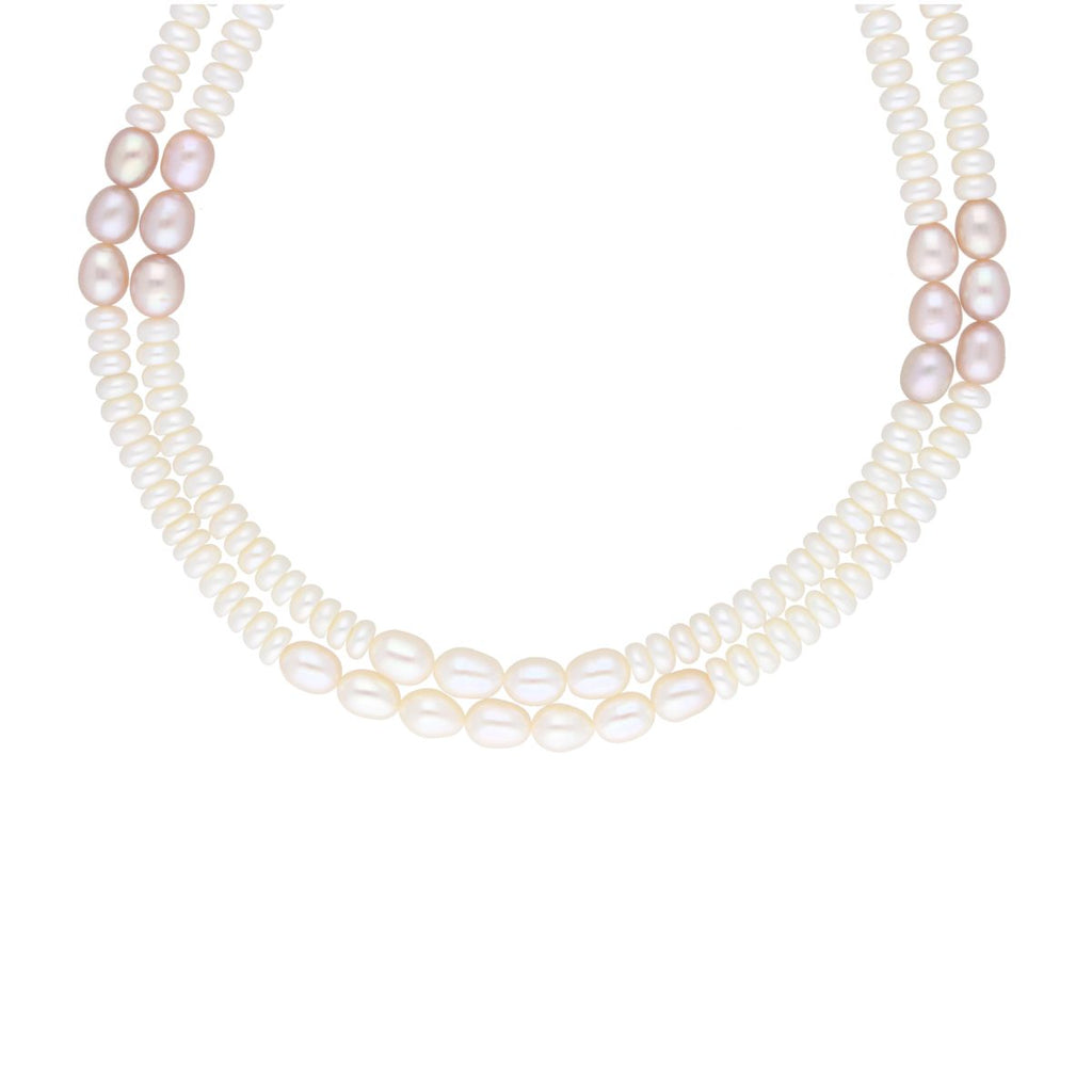 J Pearls 2 Line 5-6Mm Button Pearl Set - Real Pearl Jewelry