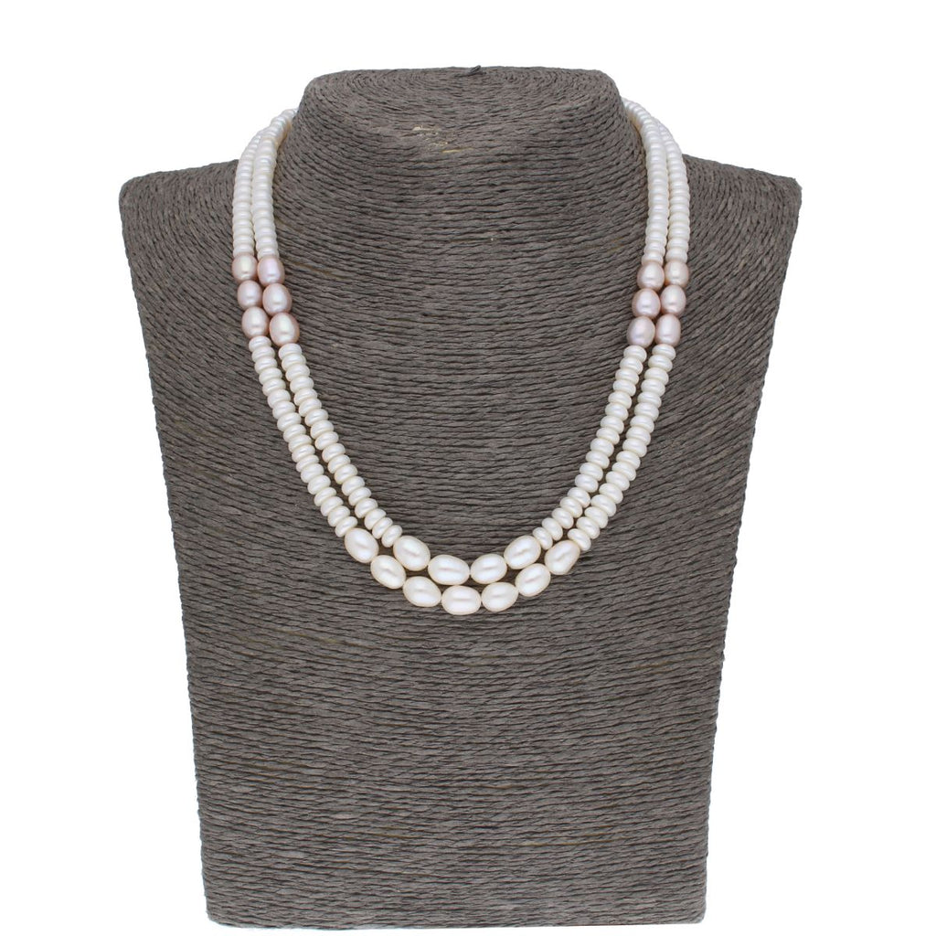 J Pearls 2 Line 5-6Mm Button Pearl Set - Real Pearl Jewelry