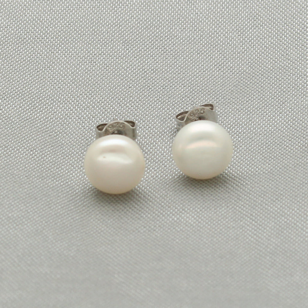 J Pearls Glam 925 Silver Stud Earrings