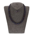 J Pearls 2 Line Black Oval Pearl Set - Real Pearl Jewelry