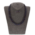 J Pearls 2 Line Black Oval Pearl Set - Real Pearl Jewelry
