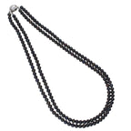 J Pearls 2 Line 5-6Mm Black Round Pearl Set - Real Pearl Jewelry