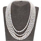 J Pearls 5 Line Plain Oval Pearl Set - Real Pearl Jewelry