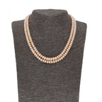 J Pearls 2 Line Button Peach Pearl Set - Real Pearl Jewelry