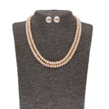 J Pearls 2 Line Button Peach Pearl Set - Real Pearl Jewelry