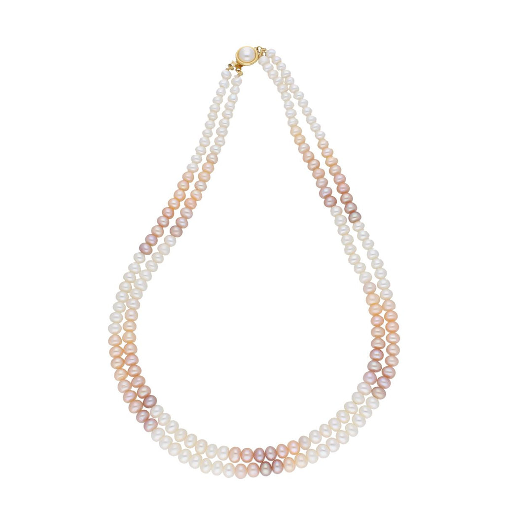 J Pearls 2 Line Mutli-Color Button Pearl Set - Real Pearl Jewelry