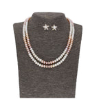 J Pearls 2 Line Mutli-Color Button Pearl Set - Real Pearl Jewelry