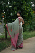 khanduapata Grey and Blush Colour Cotton Saree For Women | Grocsy