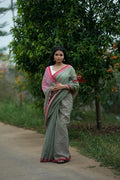 khanduapata Grey and Blush Colour Cotton Saree For Women | Grocsy