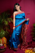 khanduapata Red & Blue Colour Dot Design Silk Saree For Women | Grocsy