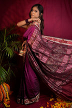 khanduapata Magenta Colour Dot Design Silk Saree For Women | Grocsy
