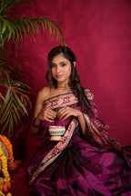 khanduapata Magenta Colour Dot Design Silk Saree For Women | Grocsy
