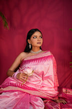 khanduapata Pink Colour Dot Design Silk Saree For Women | Grocsy