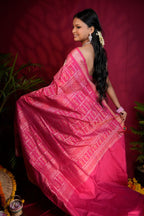 khanduapata Pink Colour Dot Design Silk Saree For Women | Grocsy