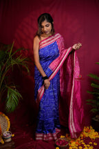 khanduapata Red & Blue Colour Geometric Design Silk Saree For Women | Grocsy