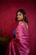 khanduapata Red & Blue Colour Geometric Design Silk Saree For Women | Grocsy