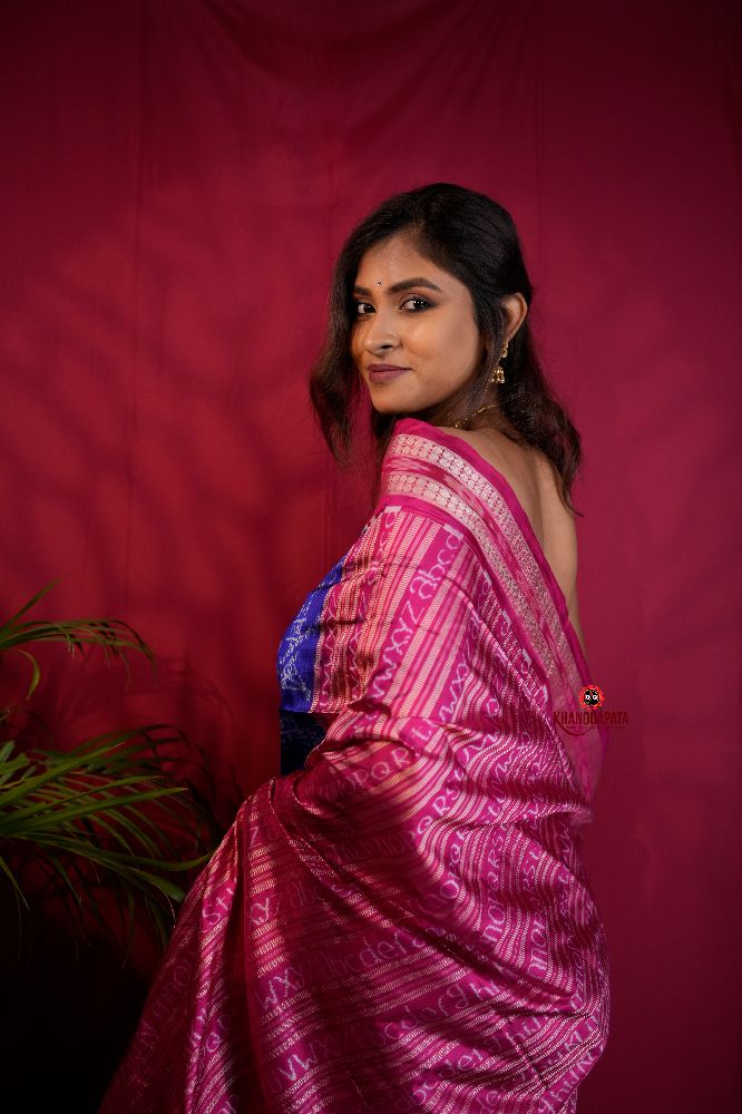 khanduapata Red & Blue Colour Geometric Design Silk Saree For Women | Grocsy