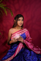 khanduapata Red & Blue Colour Geometric Design Silk Saree For Women | Grocsy