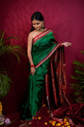khanduapata Red & Green Colour Dot Design Silk Saree For Women | Grocsy