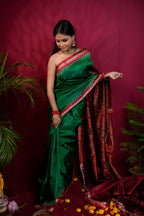 khanduapata Red & Green Colour Dot Design Silk Saree For Women | Grocsy