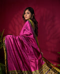 khanduapata Black & Purple Colour Dot Design Silk Saree For Women | Grocsy