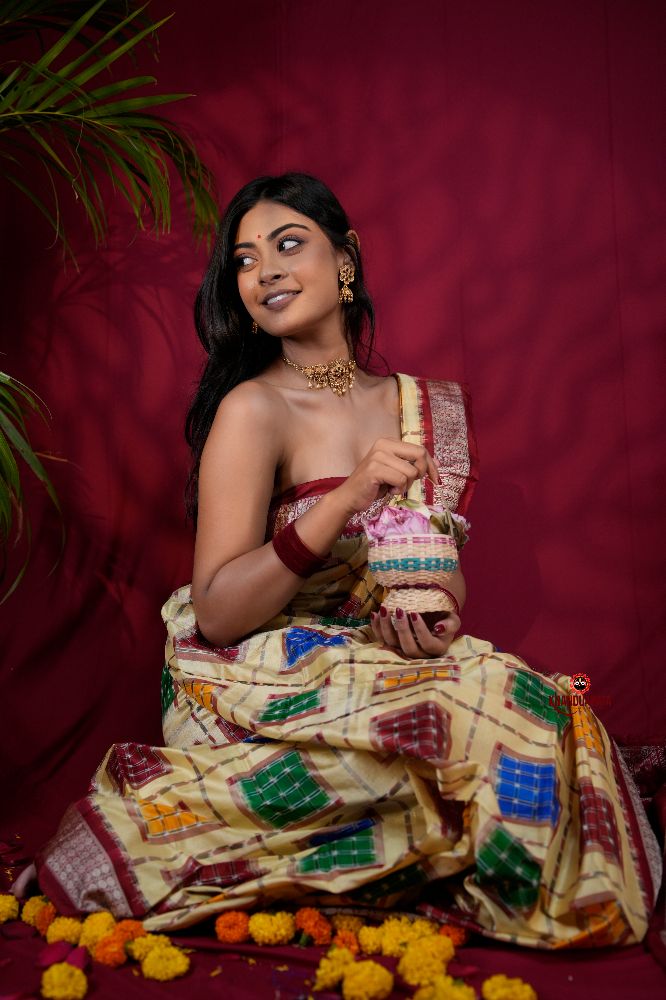 khanduapata Multicolored Geometric & Abstract Design Silk Saree For Women | Grocsy