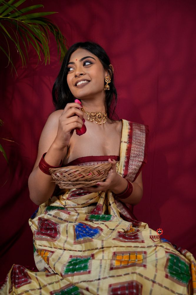 khanduapata Multicolored Geometric & Abstract Design Silk Saree For Women | Grocsy