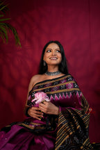 khanduapata Magenta Colour Double Border Dot Design Silk Saree For Women | Grocsy