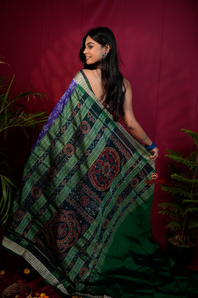 khanduapata Black & Blue Colour Body Design Silk Saree For Women | Grocsy