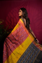 khanduapata Black & Mustard Yellow Multi Colour Dot Design Silk Saree For Women | Grocsy