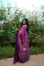 khanduapata Blue & Pink Colour Plain Tussar Silk Saree For Women | Grocsy