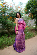 khanduapata Blue & Pink Colour Plain Tussar Silk Saree For Women | Grocsy