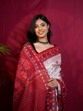 khanduapata Red & White Colour Fish Design Cotton Saree For Women | Grocsy