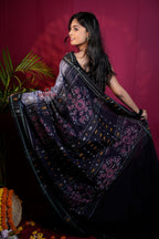 khanduapata Grey & Black Colour Fish Design Cotton Saree For Women | Grocsy