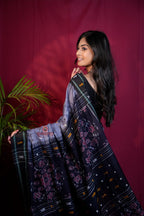 khanduapata Grey & Black Colour Fish Design Cotton Saree For Women | Grocsy