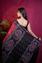 khanduapata Red & Black Colour Fish Design Cotton Saree For Women | Grocsy