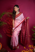 khanduapata Pink & Red Colour Body Design Cotton Saree For Women | Grocsy