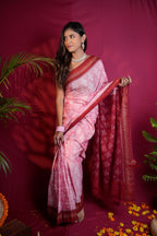 khanduapata Pink & Red Colour Body Design Cotton Saree For Women | Grocsy