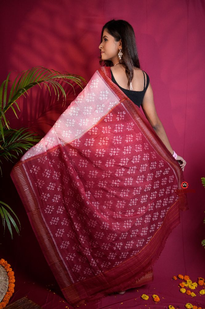 khanduapata Pink & Red Colour Body Design Cotton Saree For Women | Grocsy