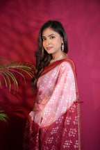 khanduapata Pink & Red Colour Body Design Cotton Saree For Women | Grocsy