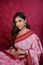 khanduapata Pink & Red Colour Body Design Cotton Saree For Women | Grocsy