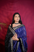 khanduapata Blue & Black Colour Body Design Cotton Saree For Women | Grocsy
