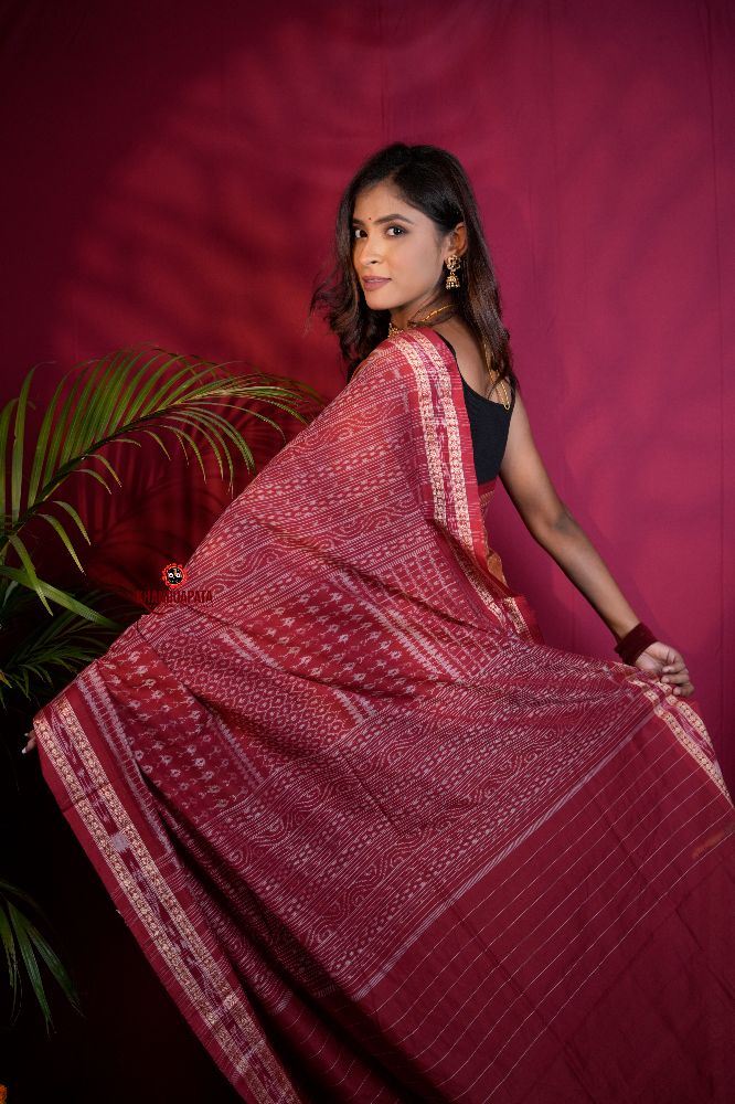 khanduapata Brown & Maroon Colour Body Design Cotton Saree For Women | Grocsy
